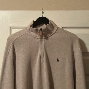 Cream Polo 1/4 zip fleece pullover